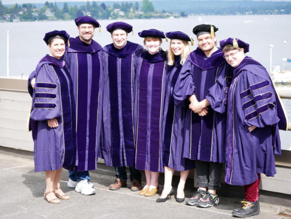 2019 PhD graduates in doctoral regalia at graduation