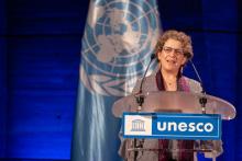 Emily M. Bender at a podium