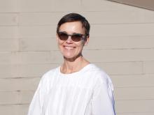 Basia Citko portrait with white shirt and sunglasses