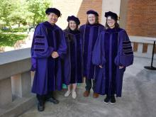 Photo Graduating PhDs Ted Kye, Sara Ng, C.M. Downey, and Angelina McMillan-Major  