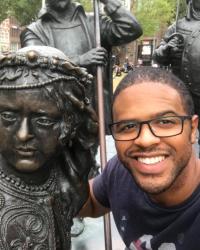 Me at the Rembrandt memorial in Amsterdam