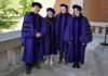 Photo Graduating PhDs Ted Kye, Sara Ng, C.M. Downey, and Angelina McMillan-Major  