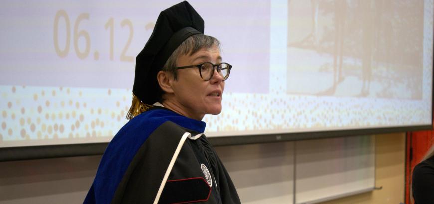 Basia Citko speaking at the graduation ceremony.